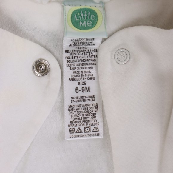 Little Me NWOT White Quilted Velour Baby Snowsuit Jumpsuit Bodysuit Winter Cold - Picture 4 of 7